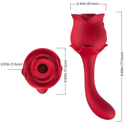Roter silikon vibrator armony roselover mit rosenform und gebogenen stiel zur klitoris- und stimulationsanwendung