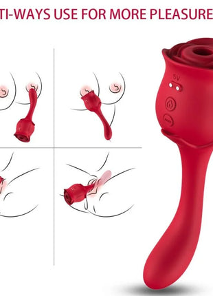 Armony roselover rot rosenförmiger vibrator aus glänzendem silikon mit steuerungstasten am schutzstiel