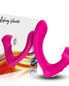 Vibrierender rosa silikonklitorisstimulator armomy secretkiss mit gebogenem ergonomischem design und weißen akzenten