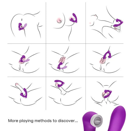 Leich gebogener lila silikon-vibrator mit weißem rundem grund und silberfarbener innerer komponente von Armony