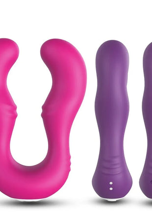 Vibrierendes dual-ended silikon-sexspielzeug set in pink und lila mit fernbedienung armoNY seraph vibrator