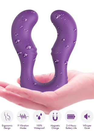 Purple doppelköpfiger silikon vibrator mit wassertröpfchen arMony seraph vibrator doppelte fernbedienung lila
