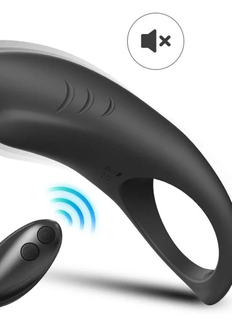 Schwarzer silikon-fernbedienungs-ring arony shark vibratorring für paare mit ergonomischem design und strukturierten rillen