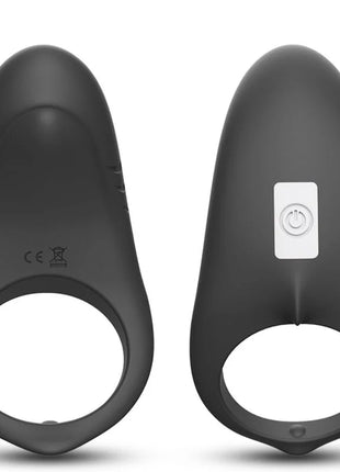 Schwarzer silikonring mit weißem powerbutton oben arsony shark vibratorring für paare fernbedienung