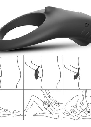 Schwarzer silikonring aronomy shark vibratorring für paare mit konturiertem design und texturiertem gripbereich