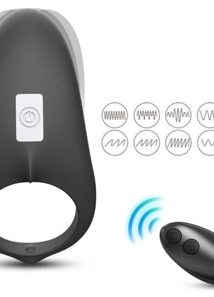 Schwarzer silikonring mit weißem power button und passender fernbedienung für paare von armony shark