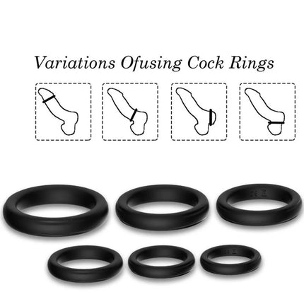 Set aus schwarzen silikon cockringe in verschiedenen größen von armony sicherungsringe silikon schwarz