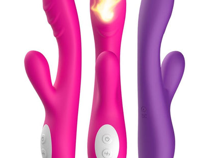 Armonys spark vibrator wärmeeffekt fuchsia aus silikon in pink und lila mit glühendem flammendesign