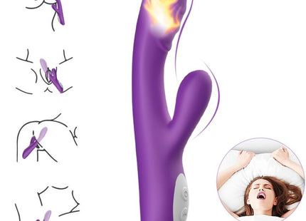 Lila silikon rabbit vibrator mit wärmeeffekt und steuerungstasten seitlich von armony spark vibrator