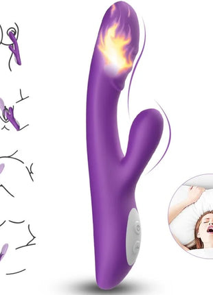 Lila silikon rabbit vibrator mit wärmeeffekt und steuerungstasten seitlich von armony spark vibrator