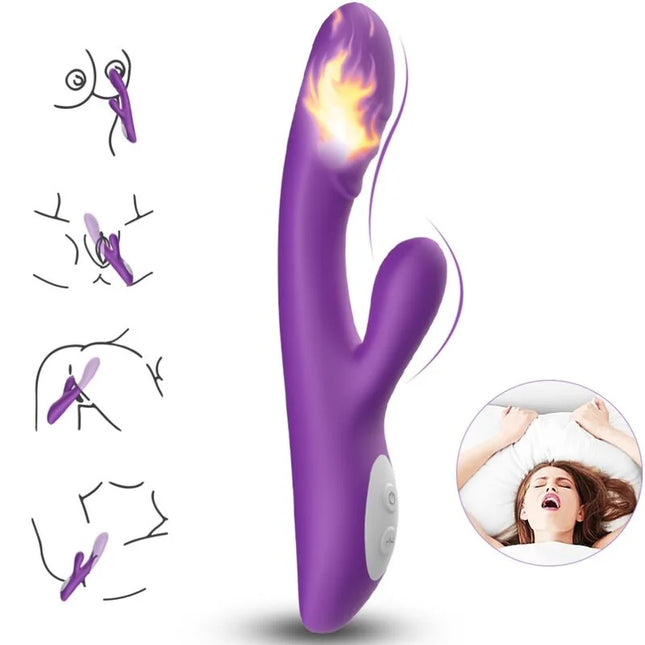 Lila silikon rabbit vibrator mit wärmeeffekt und steuerungstasten seitlich von armony spark vibrator