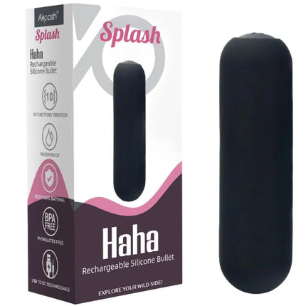 ARMONY - SPLASH HAHA VIBRATOR BULLET SILIKON 10 VIBRATIONEN 75 X 19 CM SCHWARZ - Vibrierende Kugeln