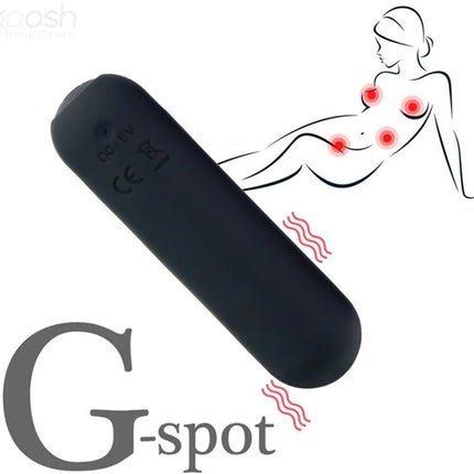 Schwarzer Armony Splash Joie Vibrator bullet aus silikon mit mattem Finish ergonomisch und mit subtiler Markenkennzeichnung