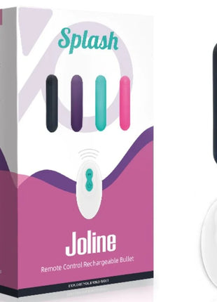Schwarzer silikon vibrator bullet armoNy splash joline mit wiederaufladbarer fernbedienung und weißer fernbedienung