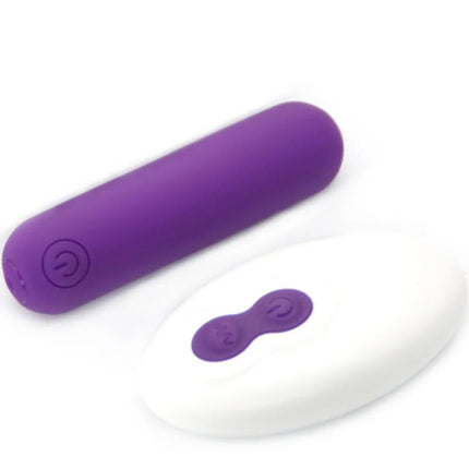 Lila silikon vibratorstab harmony splash joline mit power taste und weißer fernbedienung mit lila tasten