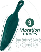 Dunkelgrüner armonat stimulator und vibrator mit federförmigem, glattem design und geschlossener schlaufe