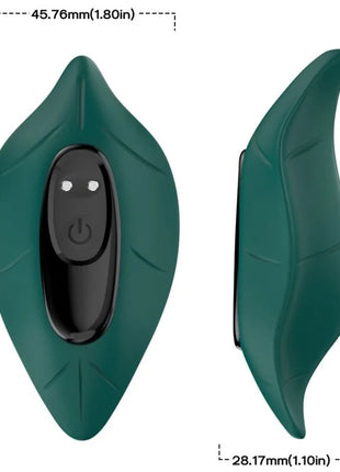 Armony stimulator und vibrator fernbedienung grün mit dunkelgrünem blattförmigem design und schwarzem bedienfeld