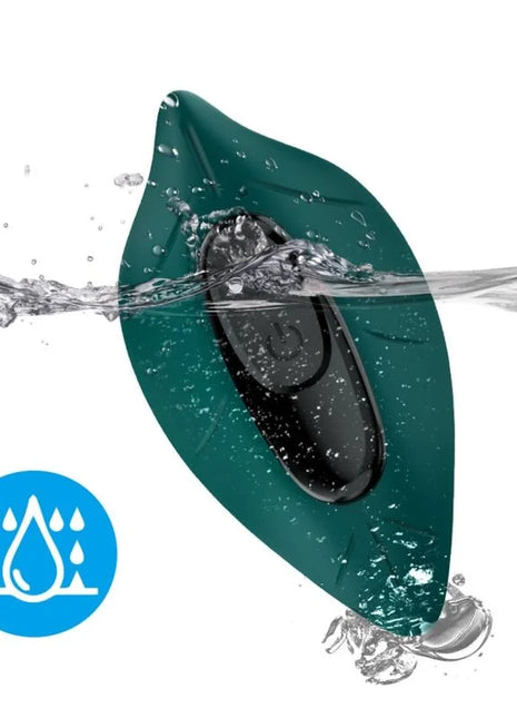 Teal silikon blattförmiger wasserfester stimulator und vibrator mit schwarzem bedienfeld fernbedienung grün