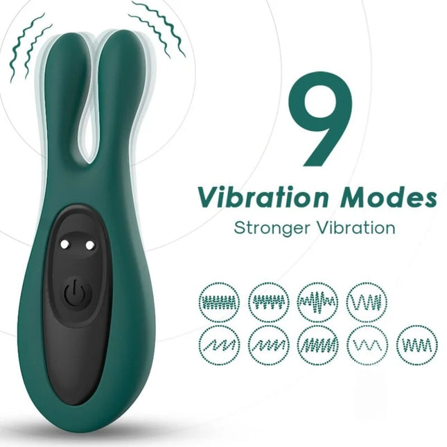 Tealgrüner arMony kaninchen stimulator und vibrator mit schwarzem bedienfeld und leuchtanzeigen