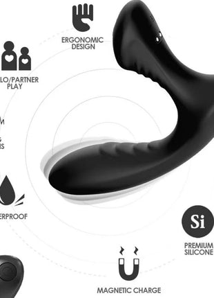 Schwarzer ergonomisch geformter storm vibrator anal prostata stecker aus premium silikon mit fernbedienung