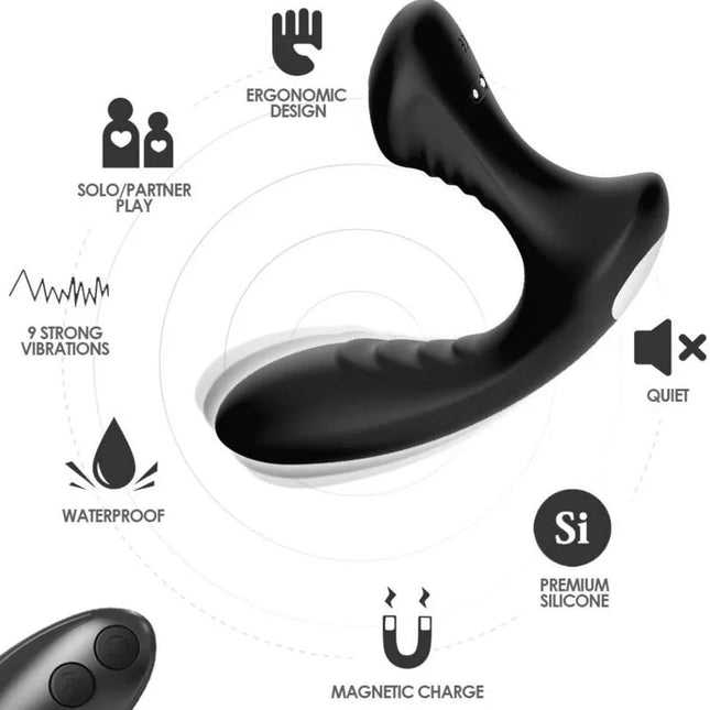 Schwarzer ergonomisch geformter storm vibrator anal prostata stecker aus premium silikon mit fernbedienung