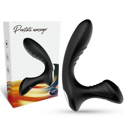 Schwarzer silikonprostata-massager mit glattem, gebogenem design und strukturiertem griff aus der marke armony storm vibrator anal prostata stecker fernbedienung