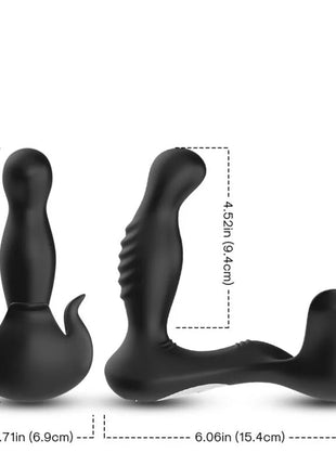 Schwarzer silikon analvibrator mit strukturiertem griff und gebogener basis für ar in harmony surround vibrator