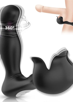 Schwarzer silikon analplug mit 360 grad drehkopf ergonomisches design armony surround vibrator anal und stimulator hodens fernbedienung