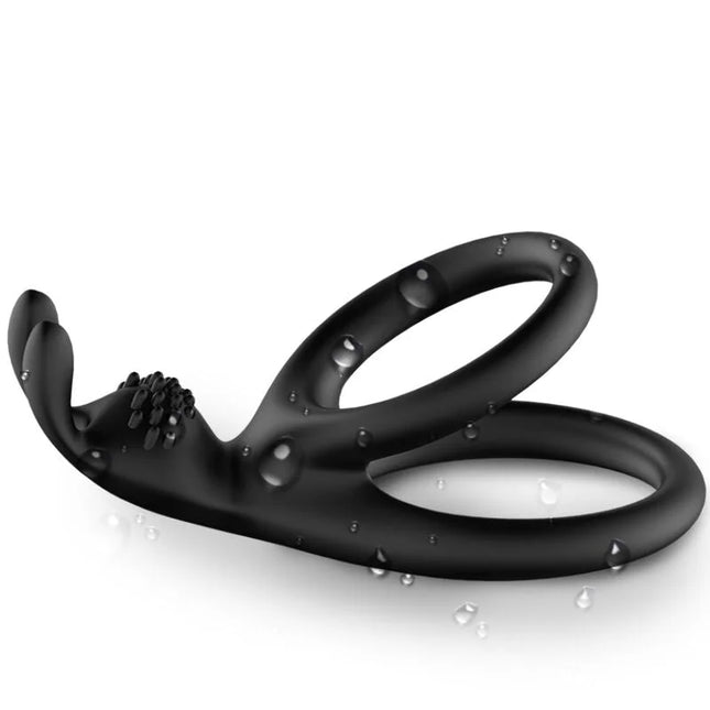 ARMONY - TENSY DOPPELTER KANINCHENRING SCHWARZ - Penisring ohne Vibration