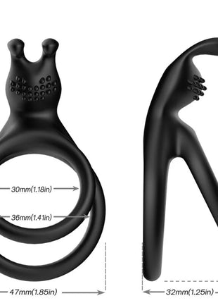 ARMONY - TENSY DOPPELTER KANINCHENRING SCHWARZ - Penisring ohne Vibration