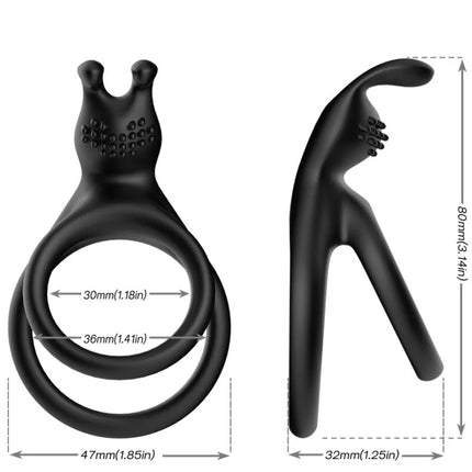 ARMONY - TENSY DOPPELTER KANINCHENRING SCHWARZ - Penisring ohne Vibration