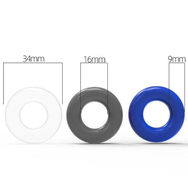 Armony titan love donut ring mehrere farben drei silikone Ringe in klar grau und blau mit 34mm 16mm und 9mm Durchmesser