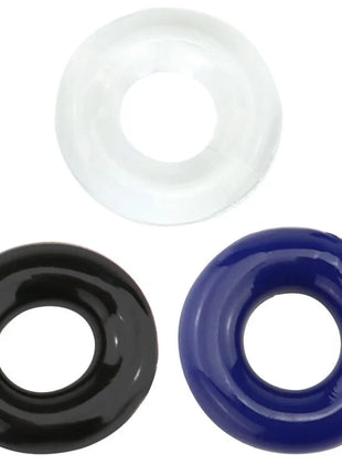 Set aus drei silikon analplugs in klar, schwarz und blau armony - titan love donut ring mehrere farben