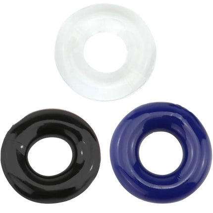 Set aus drei silikon analplugs in klar, schwarz und blau armony - titan love donut ring mehrere farben