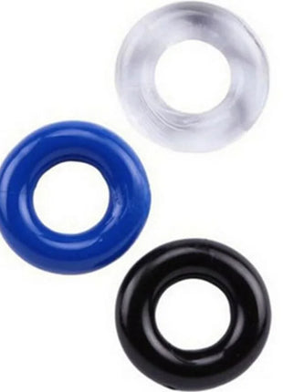 Set aus drei silikonringen in blau schwarz und transparent arsony titan love donut ring mehrere farben