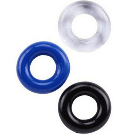 Set aus drei silikonringen in blau schwarz und transparent arsony titan love donut ring mehrere farben