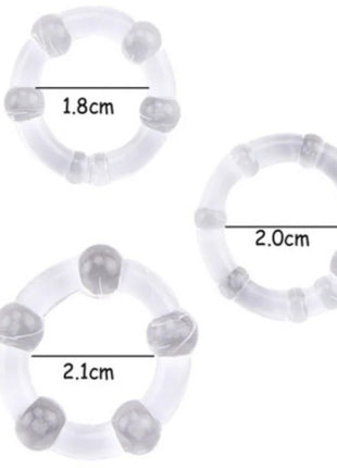 Transparent silikon finger ring mit grauen, abgerundeten perlen im ARMONY - TITAN LOVE PERLENRING FLEISCH