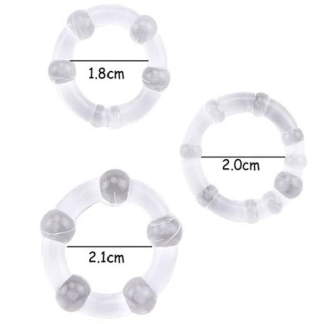 Transparent silikon finger ring mit grauen, abgerundeten perlen im ARMONY - TITAN LOVE PERLENRING FLEISCH