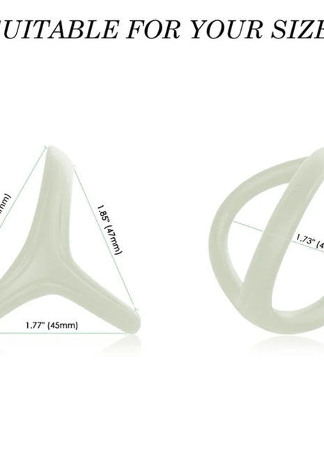 Creamfarbener silikon gesichtsmassagegerät mit dreieckigem und rundem design von Armony Tresor Doppelter Silikonring leuchtend