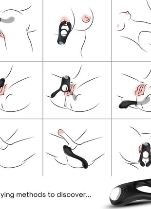 ARMONY - VEYRON DOPPEL-VIBRATOR-RINGSPIELZEUG FÜR PAARE MIT FERNBEDIENUNG SCHWARZ - Penisring für Paare
