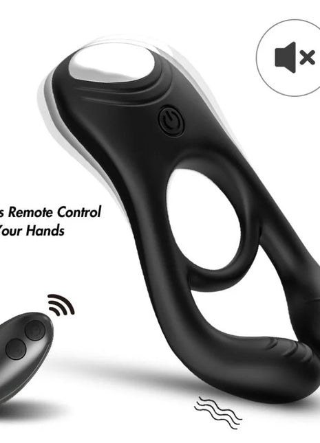 ARMONY - VEYRON DOPPEL-VIBRATOR-RINGSPIELZEUG FÜR PAARE MIT FERNBEDIENUNG SCHWARZ - Penisring für Paare