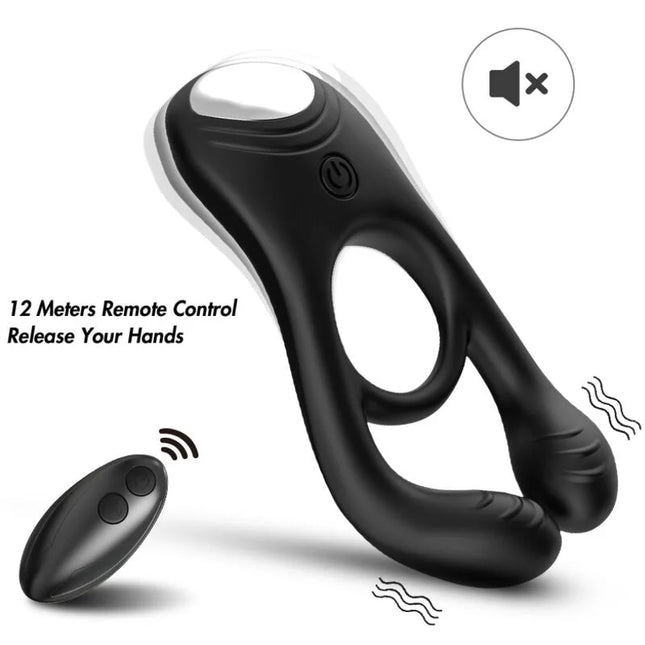 ARMONY - VEYRON DOPPEL-VIBRATOR-RINGSPIELZEUG FÜR PAARE MIT FERNBEDIENUNG SCHWARZ - Penisring für Paare