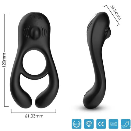 ARMONY - VEYRON DOPPELVIBRATOR-RINGSPIELZEUG FÜR PAARE SCHWARZ - Penisring für Paare