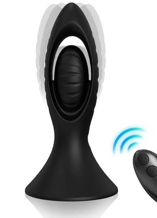Schwarzer silikon-fernbedienbarer analplug mit ergonomischem design und passender fernbedienung von harmony vibrator und analplug