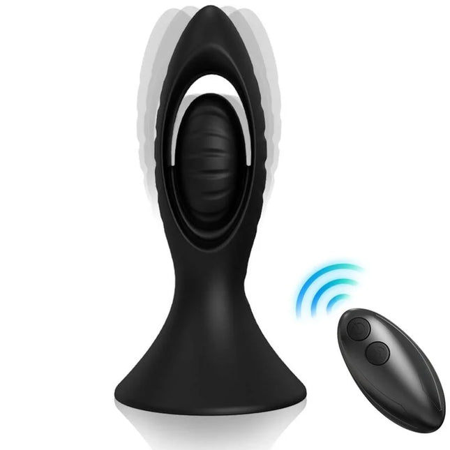 Schwarzer silikon-fernbedienbarer analplug mit ergonomischem design und passender fernbedienung von harmony vibrator und analplug