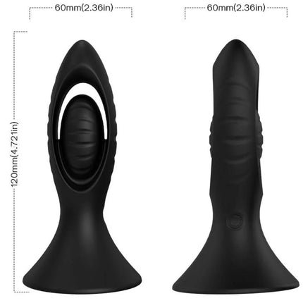 Schwarzer silikon analplug harmony mit strukturierter griffoberfläche und ring für verstärkte empfindung