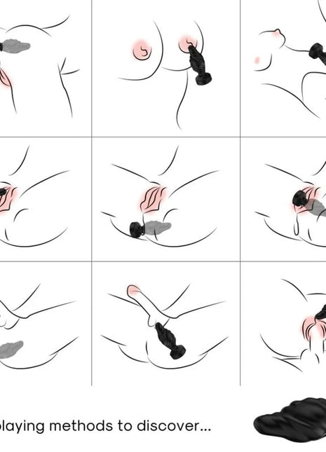 Schwarzer texturierter dildo mit konischer spitze und flachem grund von armony mit fernbedienung