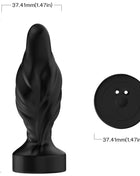 Schwarzer silikon-analplug mit strukturierter blattähnlicher oberfläche und rundem sockel mit zwei kleinen löchern aus der produktreihe ARMONY vibrator und analplug fernbedienung