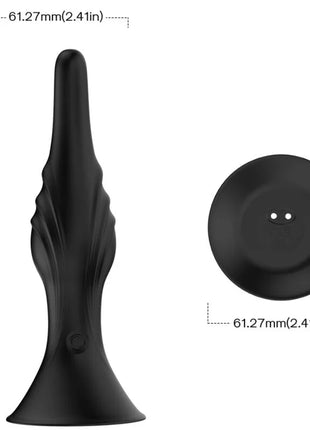 Schwarzes silikon vibrator und analplug mit flared base und strukturiertem, konischem schaft von armony