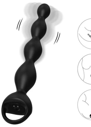 Armony vibrator finger anal plug aus schwarzem silikon mit ringbasis und segmentiertem, bauchigem design